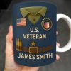 U.S. Veteran, Military Uniform, American Flag And Military Badges - Personalized Custom Coffee Mug - OFC002_MG