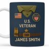 U.S. Veteran, Military Uniform, American Flag And Military Badges - Personalized Custom Coffee Mug - OFC002_MG