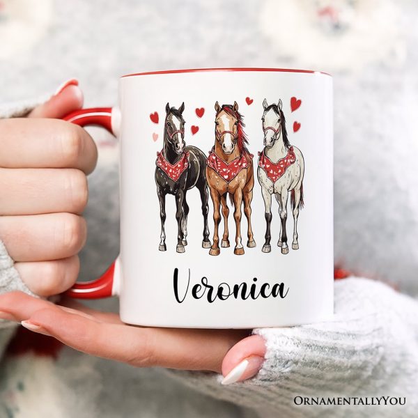 Valentine Horses Western Personalized Mug, Cute Country Lover Gift with Custom Name