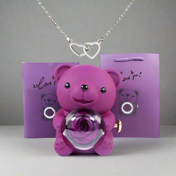 Valentine'S Day Rose Bear Necklace