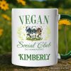 Vegan Social Club Personalized Mug, Cute Plant Based Vegetarian Animal Lover Gift with Custom Name