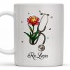 Vibrant Tulip And Stethoscope Design, Beautiful Butterflies - Personalized Custom Coffee Mug - NUR006_MG