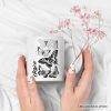 Vintage Butterfly Sketch Personalized Mug, Botanical Insect Art Nature Gift with Custom Name