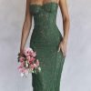 Vintage Eyelash Sweetheart Bodycon Lace Cocktail Midi Dress - Green