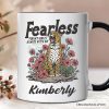 Vintage Floral Leopard Christian Personalized Mug, Fearless For My God Is Always With Me Isaiah 41:10 Gift with Custom Name