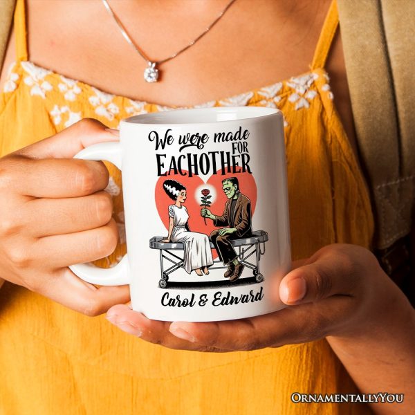 Vintage Frankenstein and Bride Personalized Mug for Couple, We Were Made for Each Other Vintage Romantic Gift With Custom Names