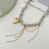 Vintage Heart Pendant Beaded Choker Necklace