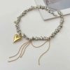 Vintage Heart Pendant Beaded Choker Necklace