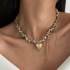 Vintage Heart Pendant Beaded Choker Necklace