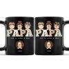 Vintage Map Papa Title - Birthday, Loving Gift For Dad, Father, Papa, Grandpa, Grandfather - Personalized Custom Black Mug