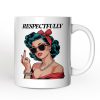 Vintage Woman Middle Finger Personalized Mug, Respectfully Disrespectful Gift With Custom Name