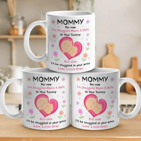 Warming Your Belly, Soon To Warm Your World - Family Personalized Custom Mug - Mother's Day, Baby Shower Gift, Gift For First Mom, Newborn Baby