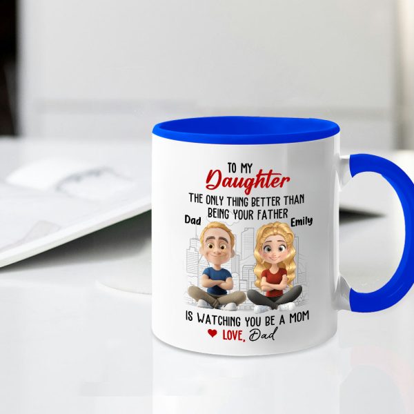 Watching You Be a Mom - Emotional Gift for Daughter - Custom Ceramic Mug for a Special Father-Daughter Connection