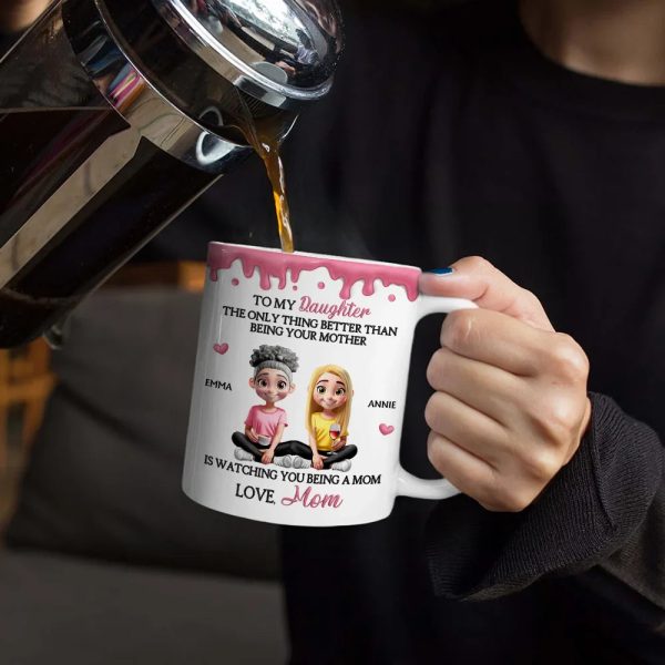 Watching You Be A Mom - Personalized White Edge-to-Edge Mug