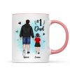 Watercolor Back View Dad And Son Daughter Kids Walking #1 Dad Personalized Mug