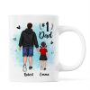 Watercolor Back View Dad And Son Daughter Kids Walking #1 Dad Personalized Mug