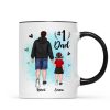 Watercolor Back View Dad And Son Daughter Kids Walking #1 Dad Personalized Mug