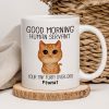 Watercolor Cute Cats Good Morning Cat Human Servant Personalized Mug