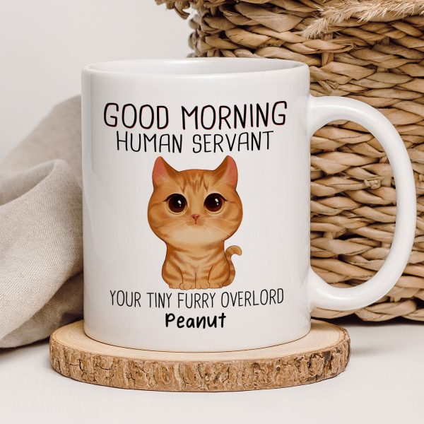 Watercolor Cute Cats Good Morning Cat Human Servant Personalized Mug