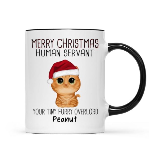 Watercolor Cute Cats Merry Christmas Human Servant Personalized Mug