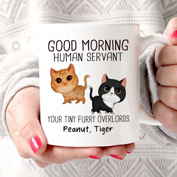Watercolor Cute Cats Walking Good Morning Cat Human Servant Personalized Mug