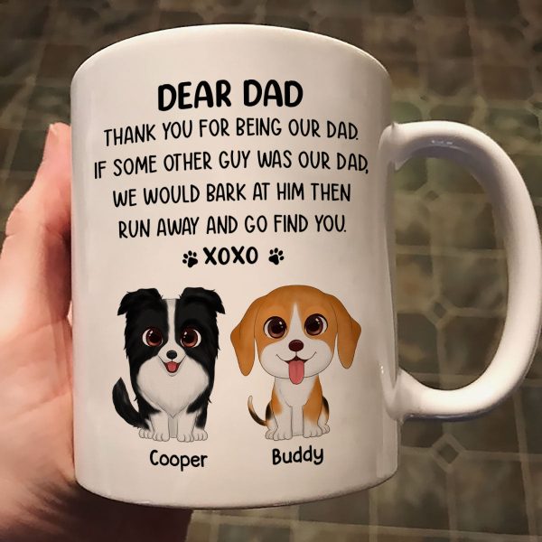 Watercolor Cute Dogs Dear Dog Dad Thank You XOXO Personalized Mug