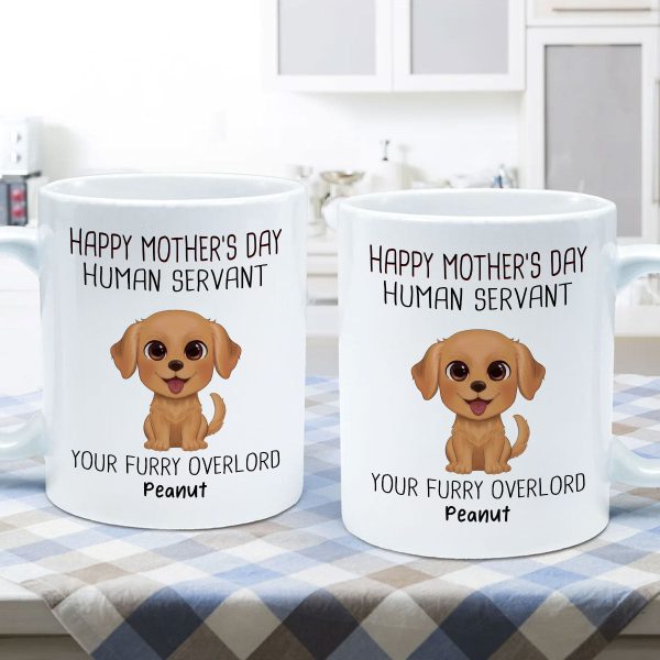 Watercolor Cute Dogs Happy Mother's Day Human Servant Personalized Mug, Gift For Dog Mom, Dog Lovers