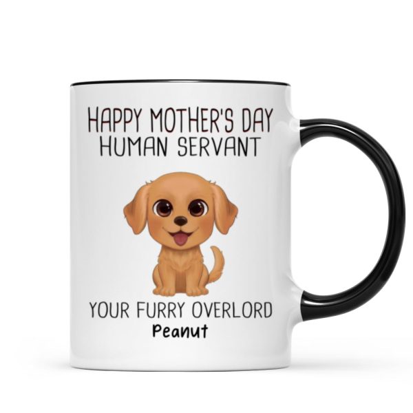 Watercolor Cute Dogs Happy Mother's Day Human Servant Personalized Mug, Gift For Dog Mom, Dog Lovers