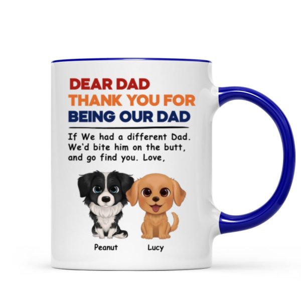 Watercolor Cute Dogs Retro Thanks For Being Our Dad Personalized Mug