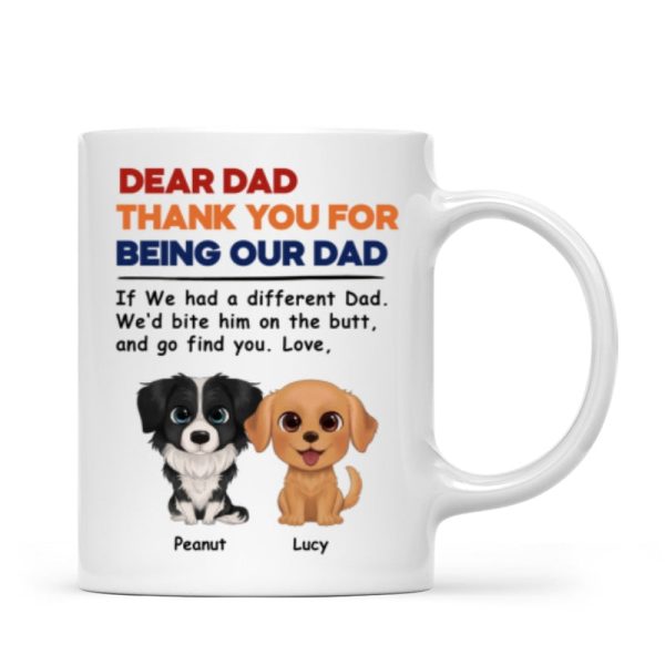 Watercolor Cute Dogs Retro Thanks For Being Our Dad Personalized Mug