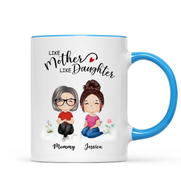Watercolor Style Women Sitting Like Mother Like Daughters Gift For Mom Daughters Personalized Mug