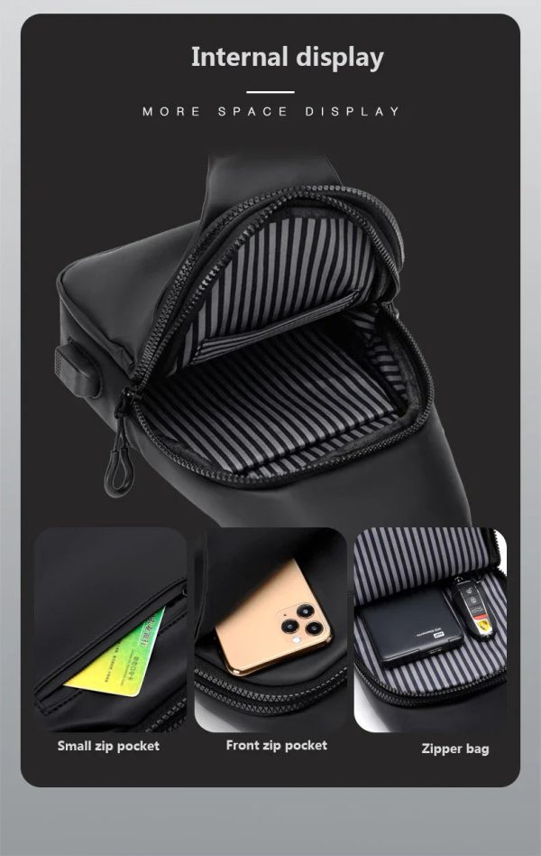 Waterproof Chest Bag With Usb Charging Interface