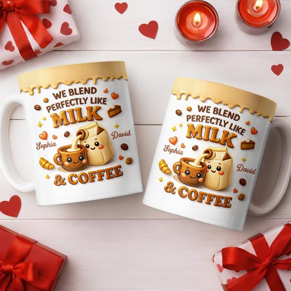 We Blend Perfectly Like Milk And Coffee - Personalized Custom Coffee Mug - CPL1347_MG