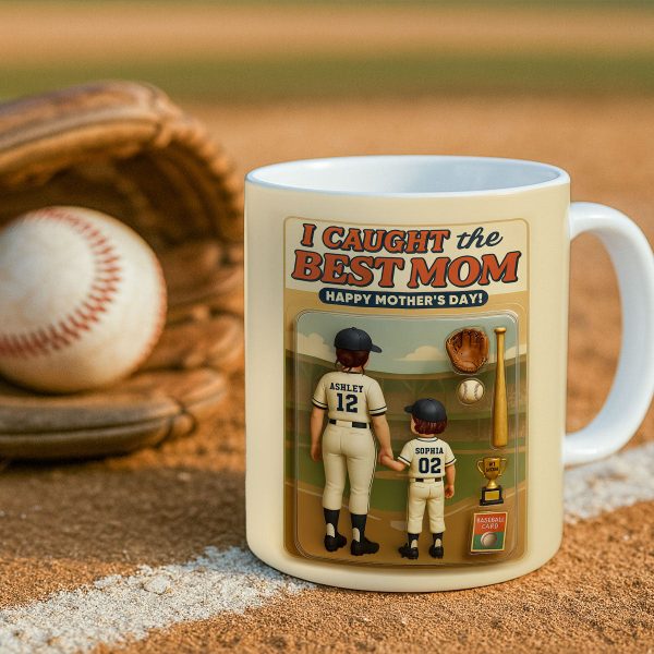 We Caught the Best Mom Baseball Custom Figure Personalized Mug, Gift for Mom, Gift for Wife