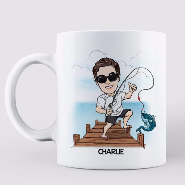 We Hooked The Best Dad Grandpa Caricature Fishing Personalized Mug