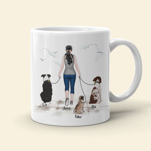 We Love You More Than We Love Walkies - Personalized Mug - A Girl Walking With Dogs Mug - Gift For Dog Lovers