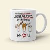 We Make Eye Contact While We Poop Personalized Dog Mug, Gift For Dog Lovers