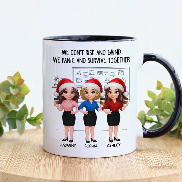 We Panic And Survive Together - Personalized Mug - Funny Gift For Work Besties, Colleagues