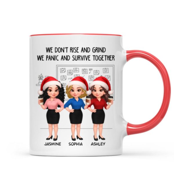 We Panic And Survive Together - Personalized Mug - Funny Gift For Work Besties, Colleagues