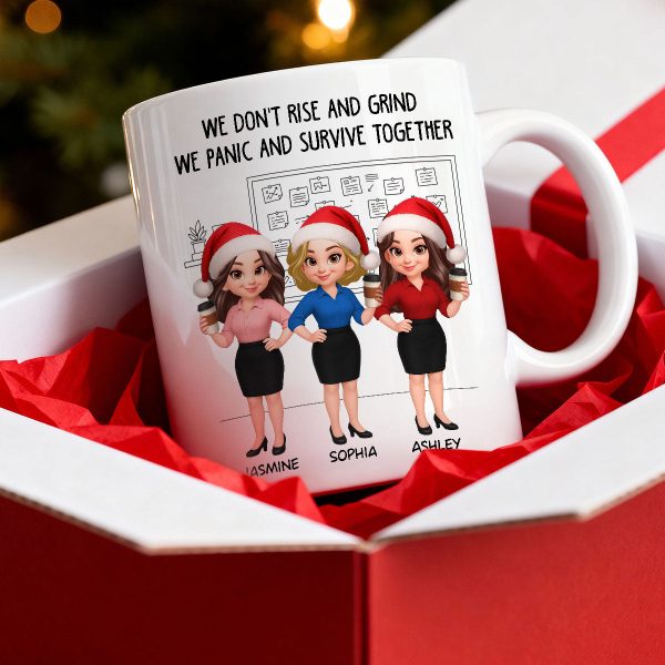 We Panic And Survive Together - Personalized Mug - Funny Gift For Work Besties, Colleagues