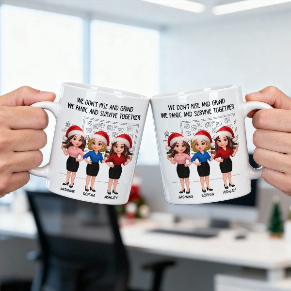 We Panic And Survive Together - Personalized Mug - Funny Gift For Work Besties, Colleagues