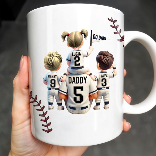 We Scored A Home Run When We Got You As Our Dad, Baseball Stitches And Uniforms - Personalized Custom Coffee Mug - DAD140_MG