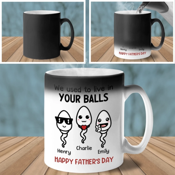 We Swam Hard To Be Here - Family Personalized Custom Color Changing Mug - Father's Day, Gift For Dad