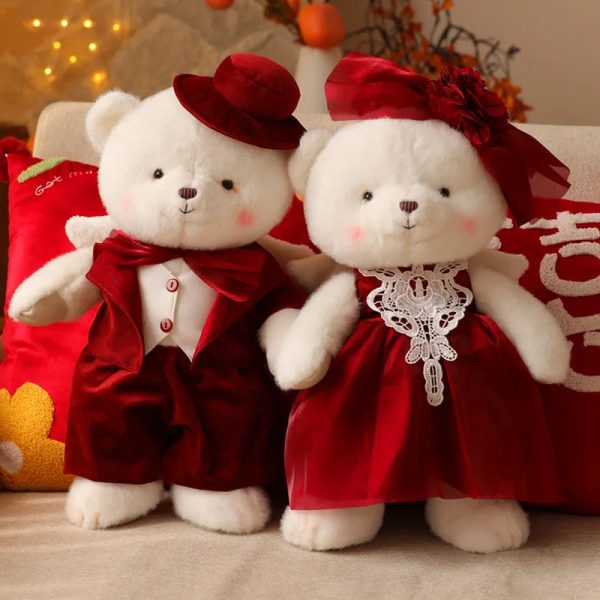 Wedding Teddy Bear Couple Plush Bride and Groom Doll