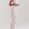 Wedding Vintage Cream Lace Maxi Dress With Gloves