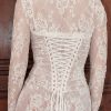 Wedding Vintage Cream Lace Maxi Dress With Gloves