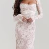 Wedding Vintage Cream Lace Maxi Dress With Gloves