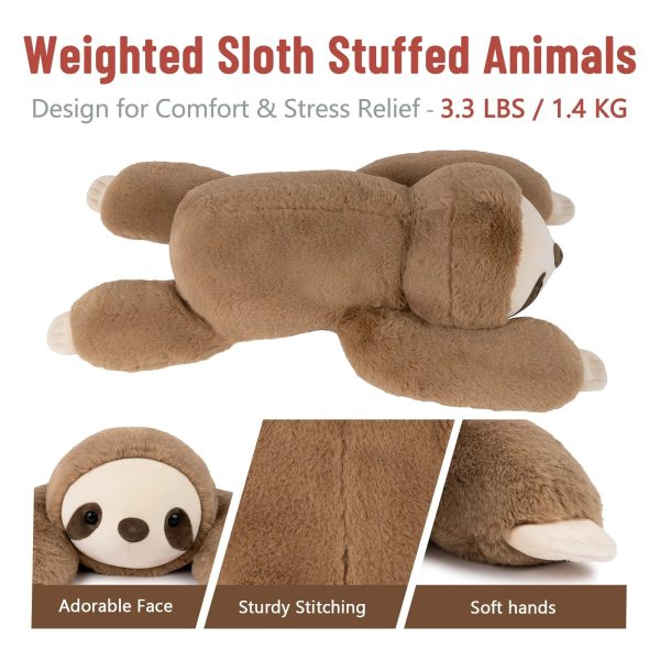 Weighted Sloth Plush Pillow – Soft 20in Cuddly Toy for Kids and Adults