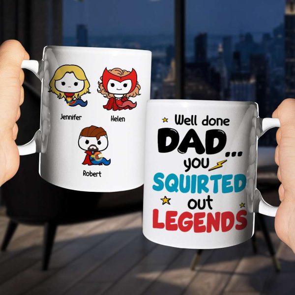 Well Done Dad, Gift For Dad, Personalized Mug, Super Sperm Kids Coffee Mug 04HUHN100423