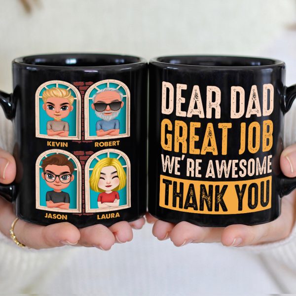 We're Awesome Thank You, Dear Dad Personalized Black Mug Gift 02QHDT190523HH